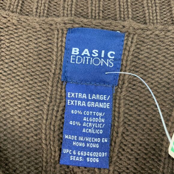 Vintage Basic Editions Sweater Mens XL Extra Large Crew Neck Cable Knit Ribbed - Picture 7 of 13